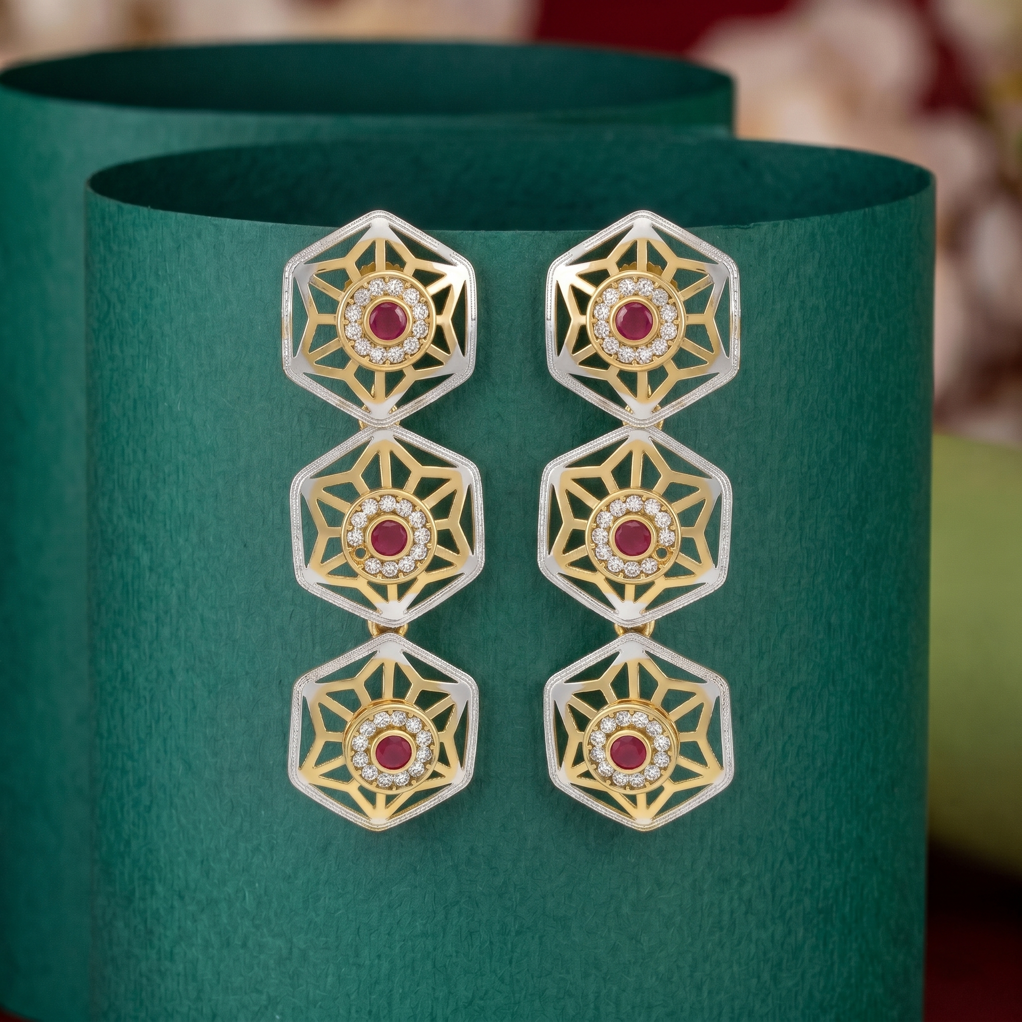 Ruby Regal Hexa Studs
