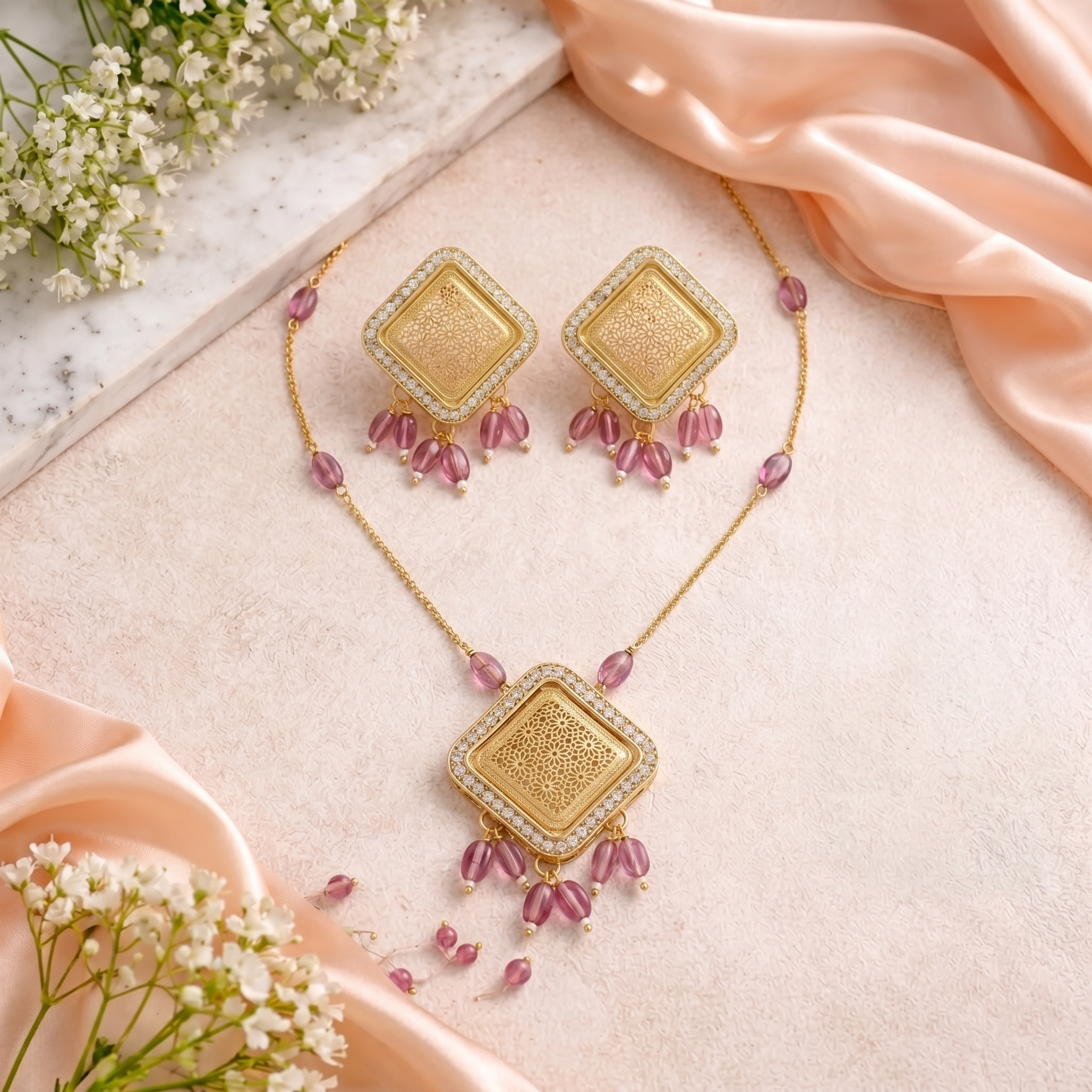 Rajsi Blush Pendent Set