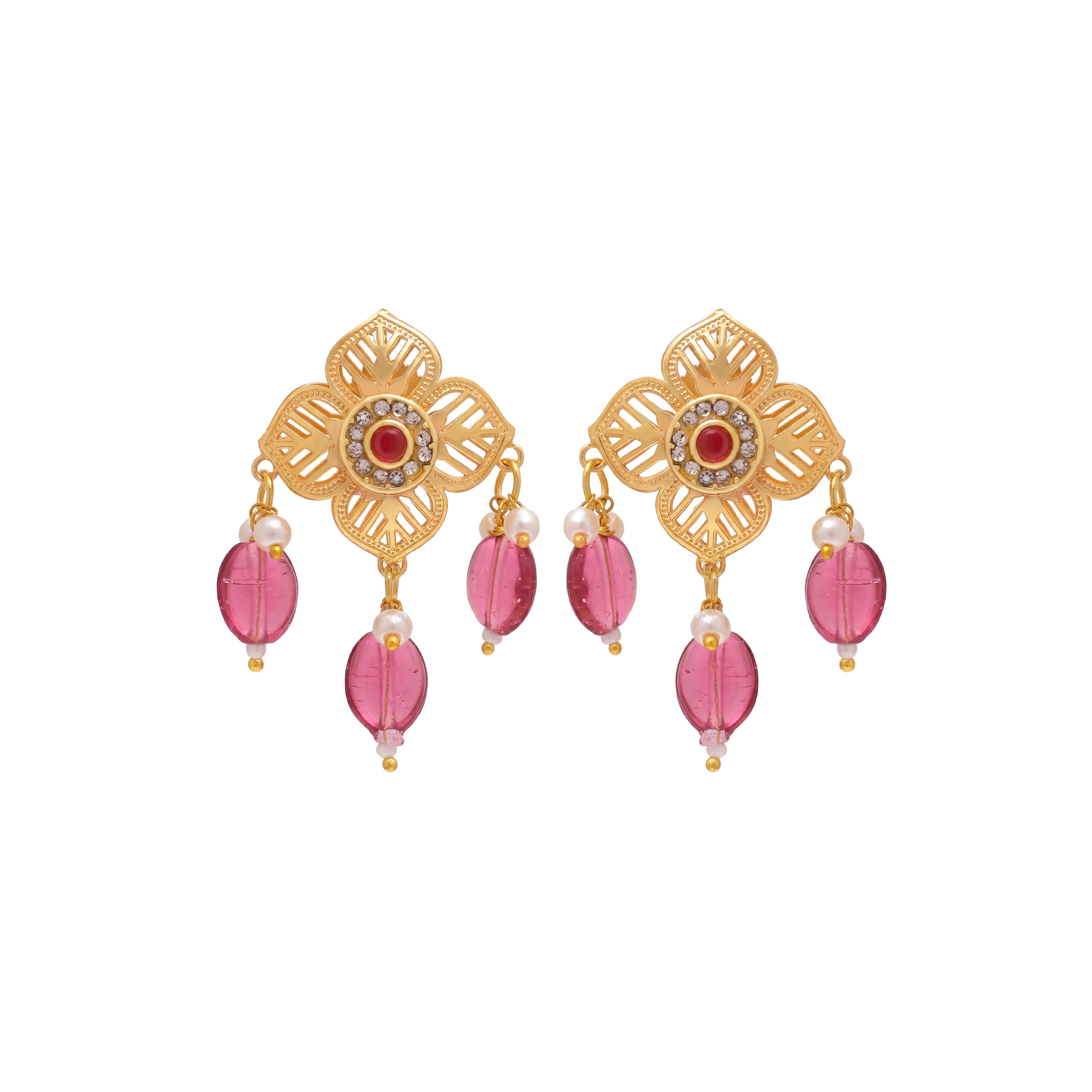 Ruby Blossom Earring
