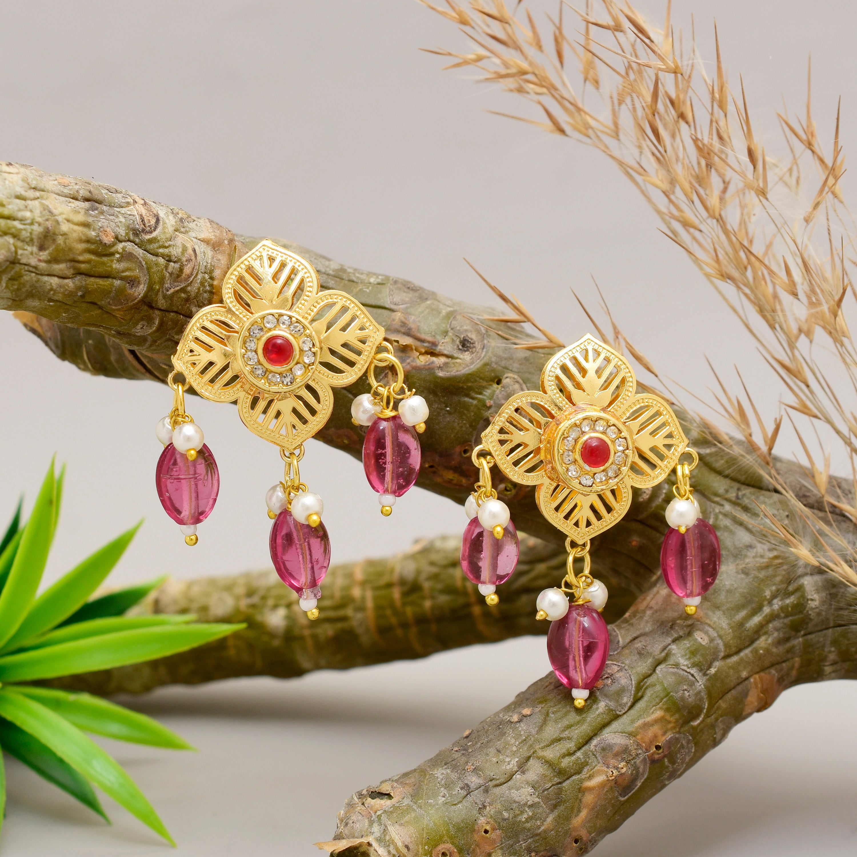 Ruby Blossom Earring